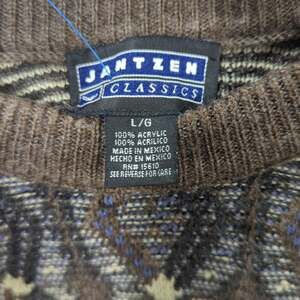 Vintage Jantzen Classics Knit Sweater Mens XL Multicolor Geometric Pullover